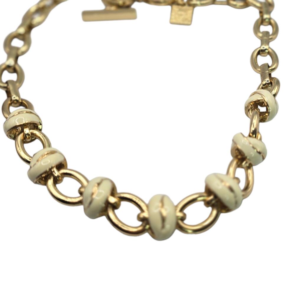 Necklace Anne Klein Cream Beige Links Gold Tone Collar 17" Statement SKU 2884 - Picture 4 of 6